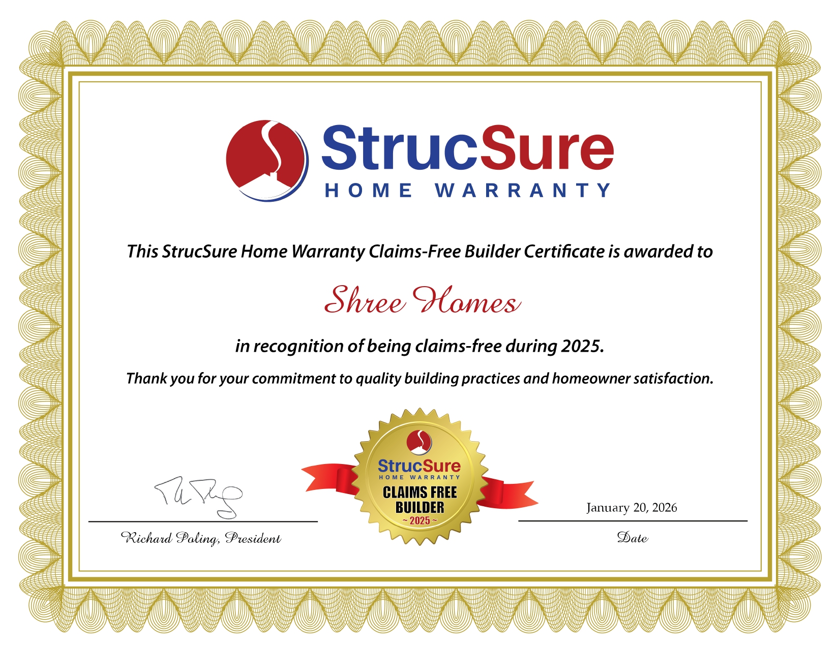 Claims-free certificate 2025
